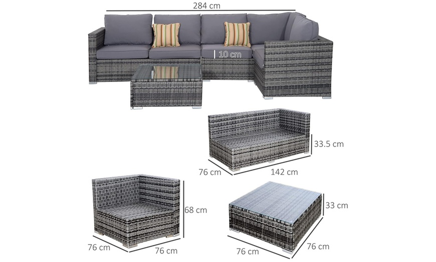 Image 6: 8 or 4 Seater Corner Rattan Garden Furniture Set with Table