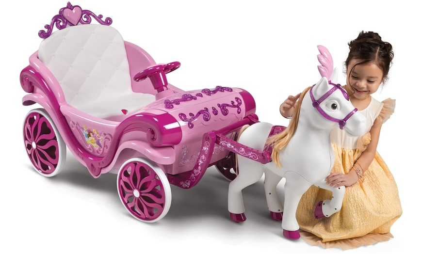 Image 5: Disney Princess 6v Electric Ride-on Horse & Carriage 