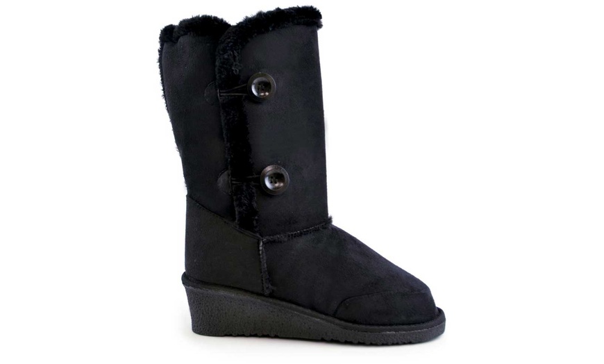 Image 3: Women's Wedge Faux Fur Snow Boots