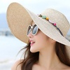 Image 1: Women's Wide Brim Beach Sun Straw Hat