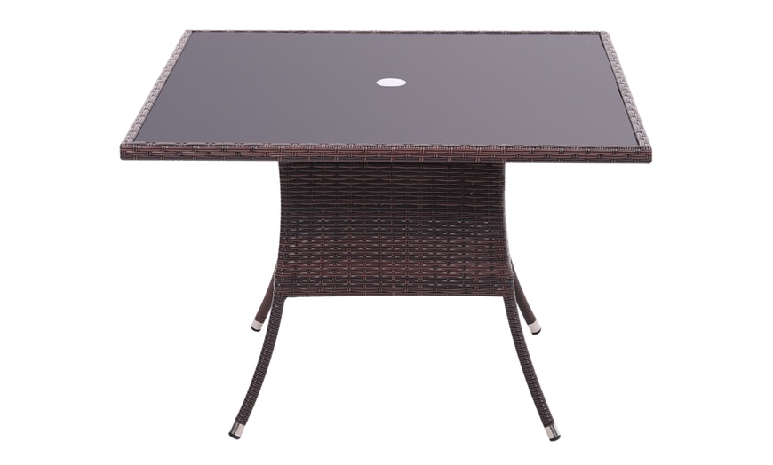 Image 18: Outdoor Garden Rattan Effect Tempered Glass Coffee Table with 6 Styles