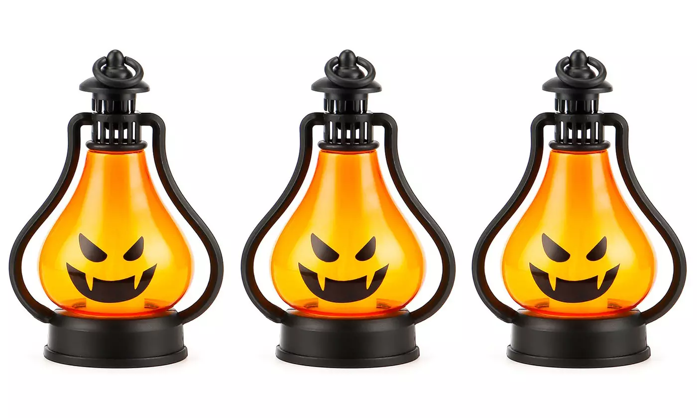 Halloween Lamp Flame LED Lantern Hanging Decor Pumpkin Witch Light Party - Second Medium