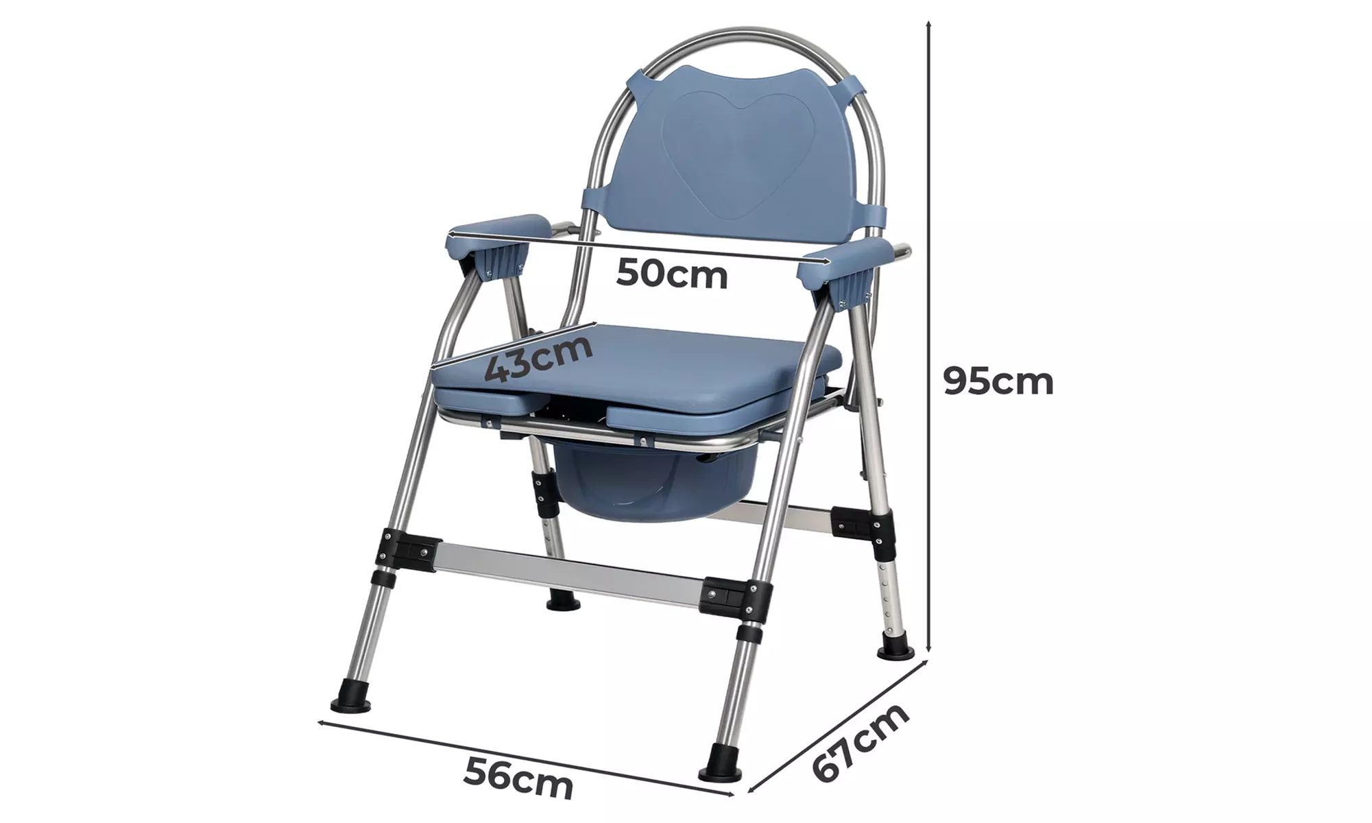 Levede Folding Commode Chair - Adjustable Bedside Toilet Chair