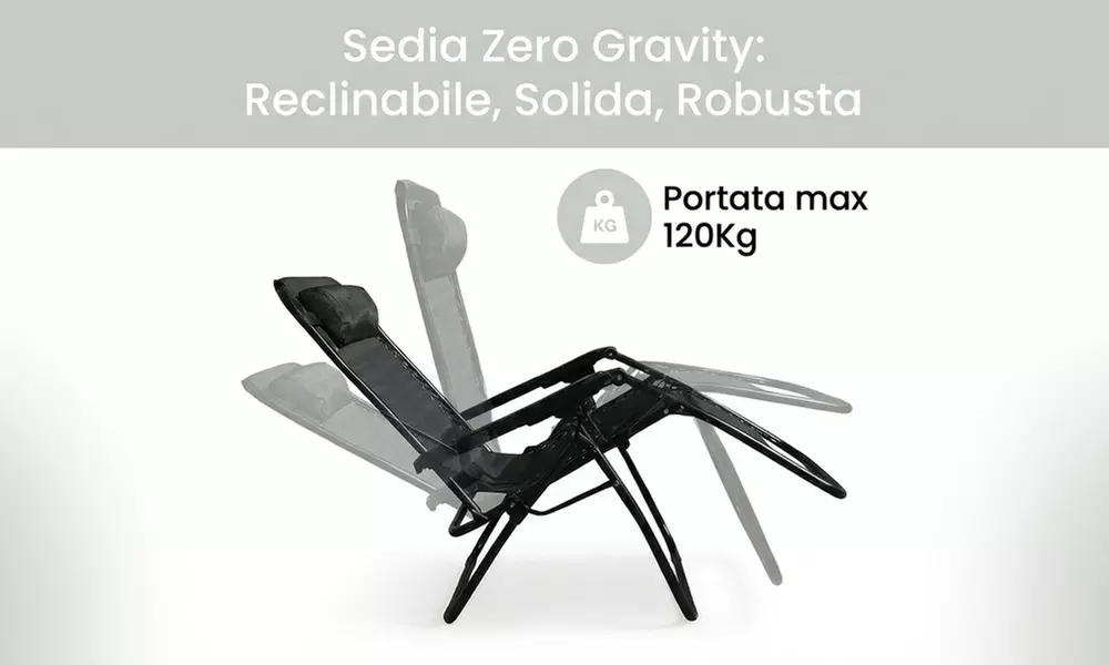Sedia zero Gravity reclinabile con cuscino