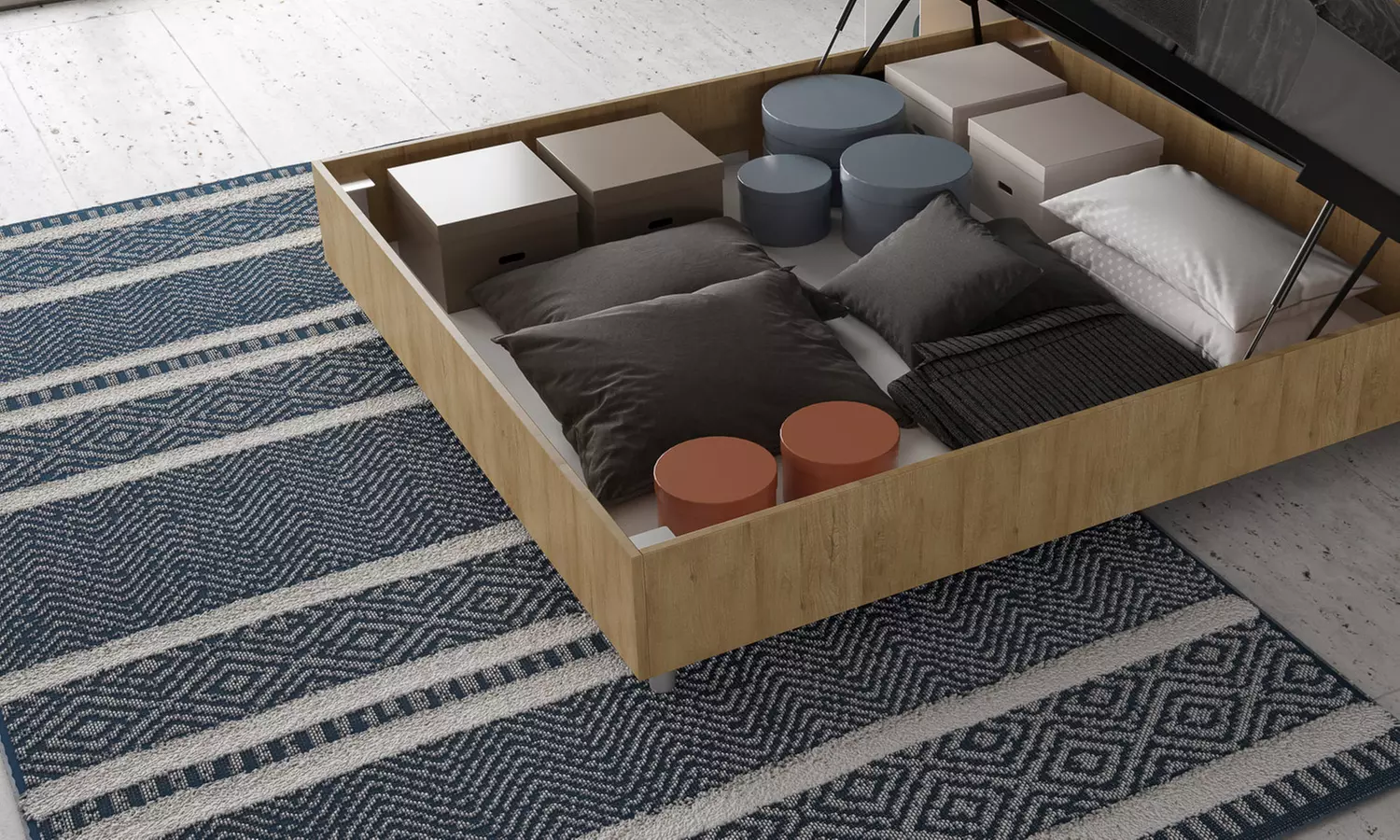 Lit double Ankel, avec tête de lit en mélamine