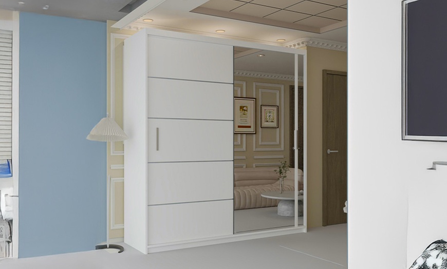 Image 1: Sliding Wardrobes 4u Sliding Doors Wardrobe with Mirror