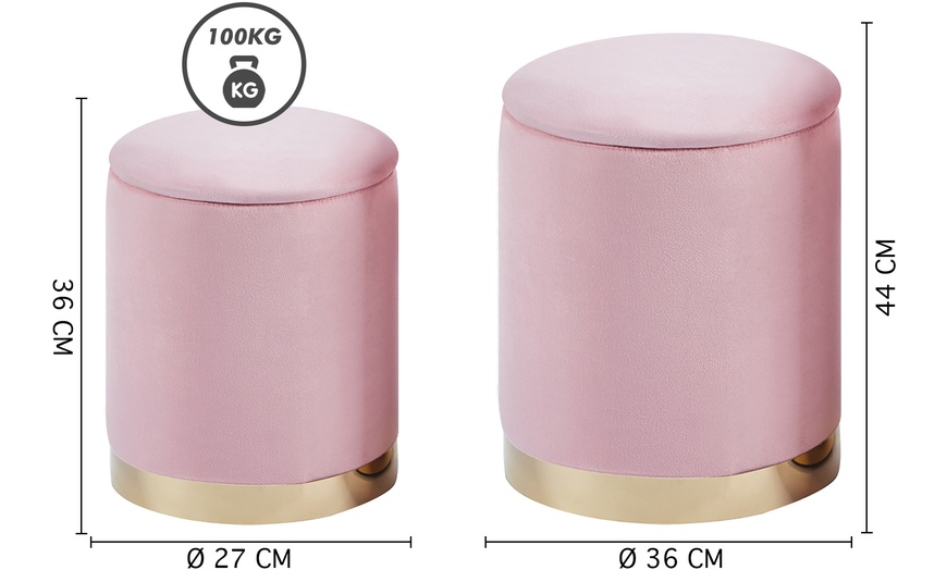 Image 13: Conjunto de pufs de terciopelo