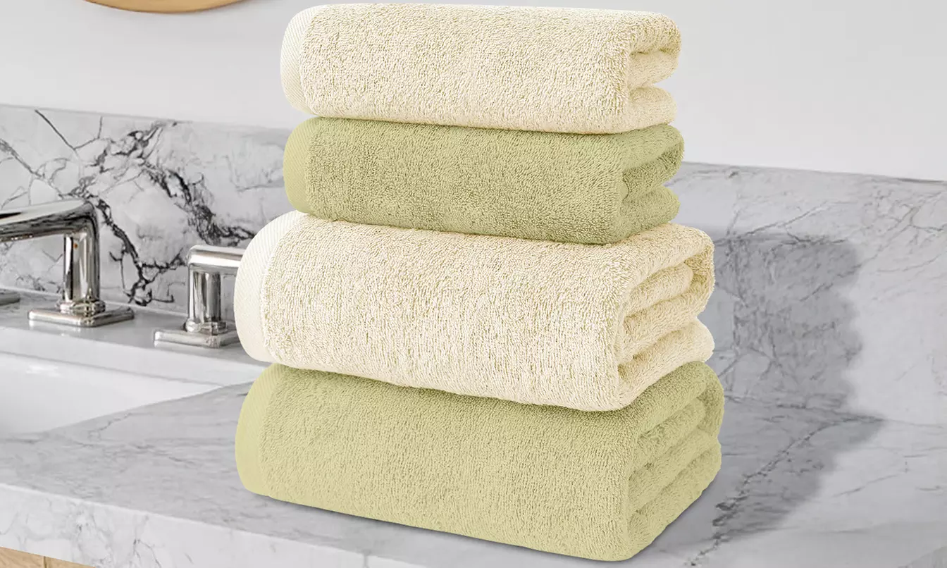 Set di 4 asciugamani da bagno in cotone