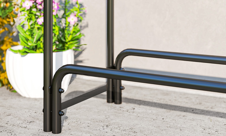 Image 5: Outsunny Metal Firewood Rack Log Holder