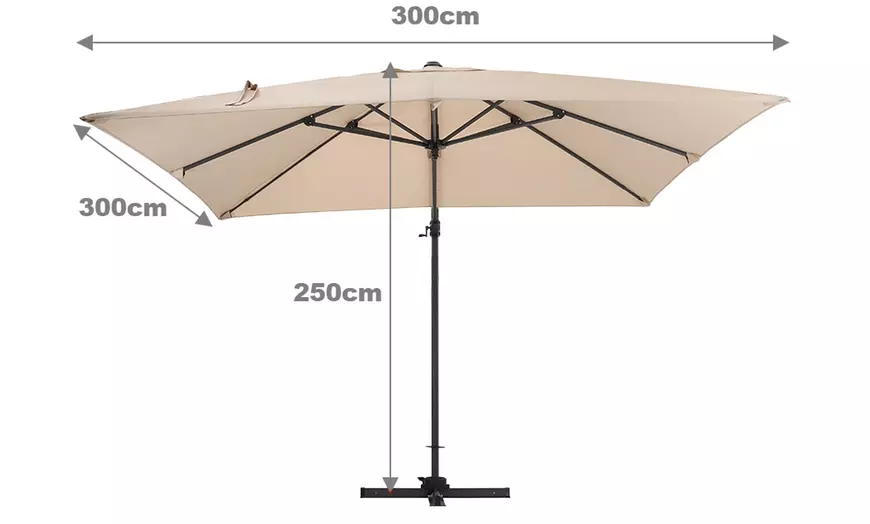 Image 20: Rotatable Square Cantilever Umbrella with Fillable Base