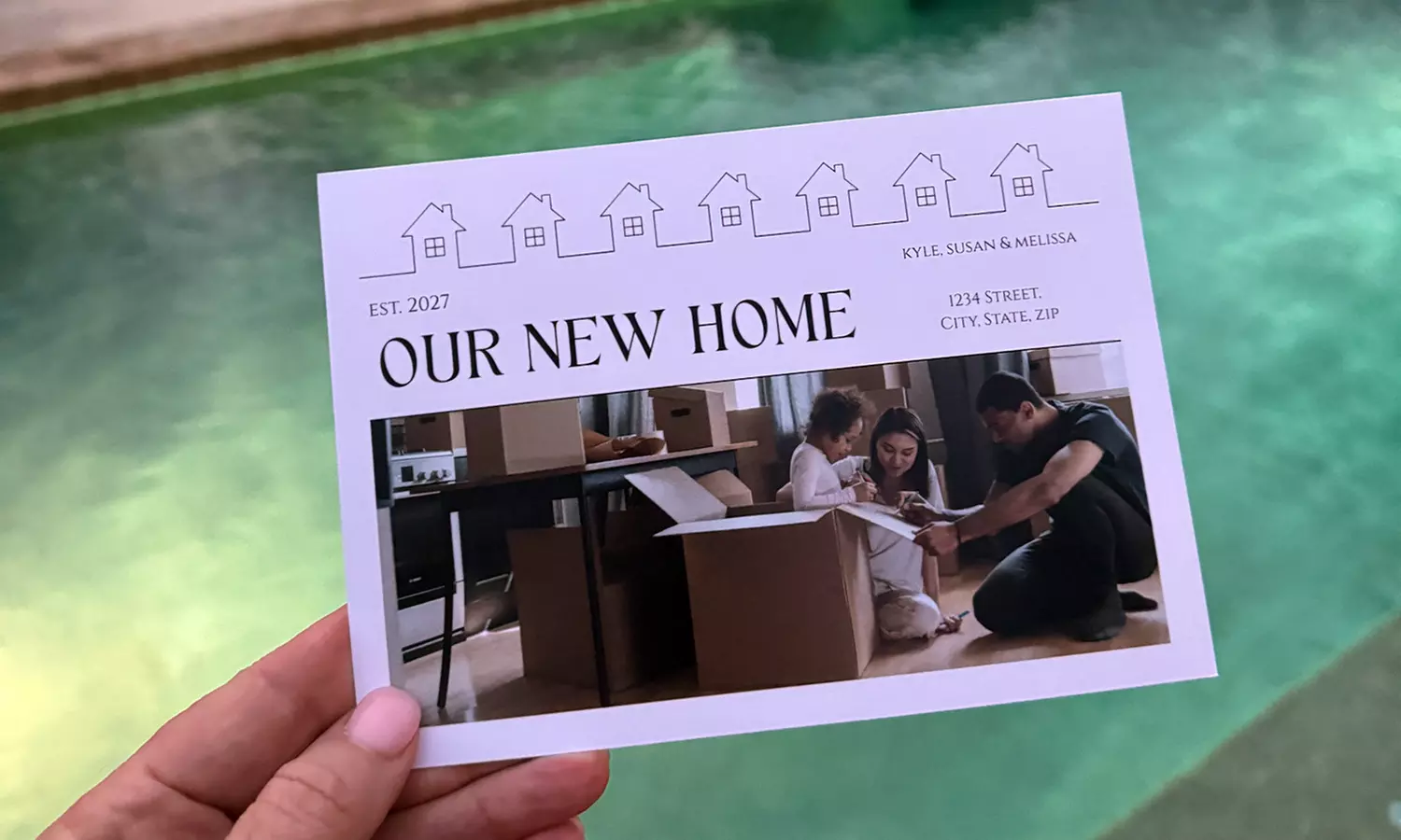 Custom Double-Sided Just Moved Announcement Cards, 24–200 with Envelopes Included