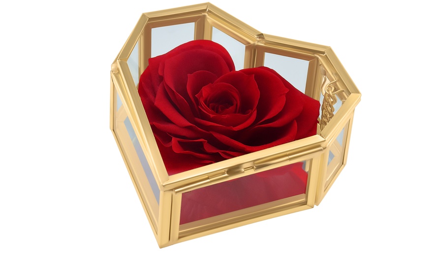 Image 14: Cofanetto a forma di cuore con rosa eterna