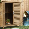 Image 8: Outsunny Wooden Garden Storage Sheds in Grey or Natural Wood