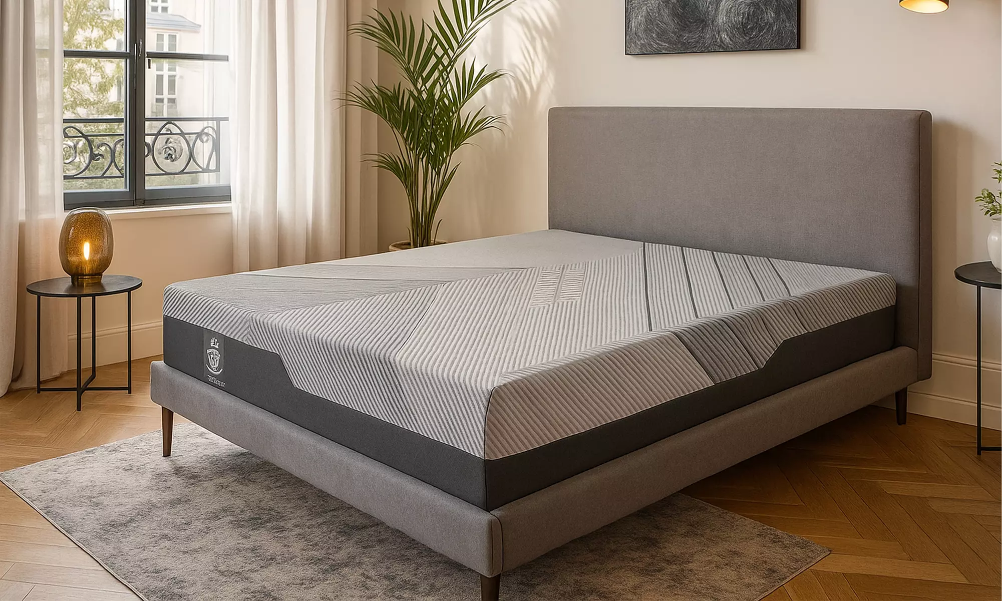 Matelas Sampur hybride mémoire de forme gel, tissu bambou et charbon