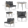 Image 5: Outsunny Six-Piece Steel Garden Sofa Set with Tempered Glass Table