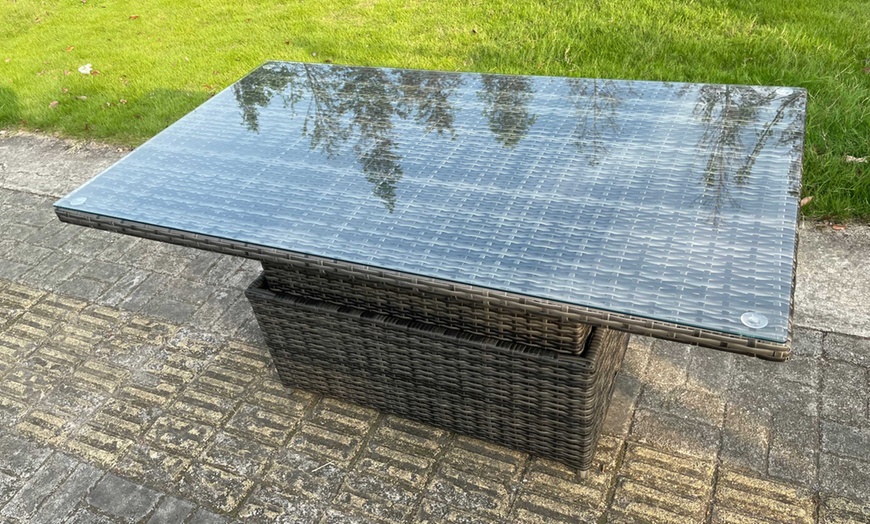 Image 2: 8-tlg. Fimous Polyrattan-Gartenmöbel-Set mit höhenverstellbarem Tisch