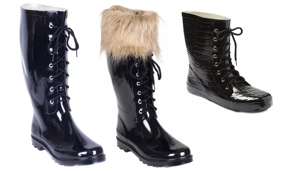 Forever Young Women's Lace up Rain Boots - Primary Image