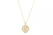Crystal Round Disc Initial Pendant Necklace in 14K Gold Plated - Second Medium