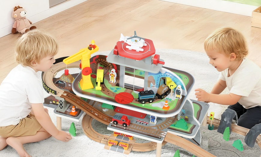 Image 2: AIYAPLAY Wooden Train Set, Mine-Themed or with Crane