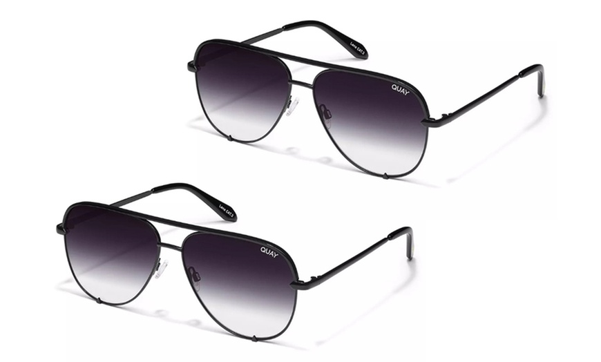 Image 3: Quay Australia Mini Black Frame Sunglasses with Black Fade Lense