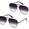 Image 3: Quay Australia Mini Black Frame Sunglasses with Black Fade Lense