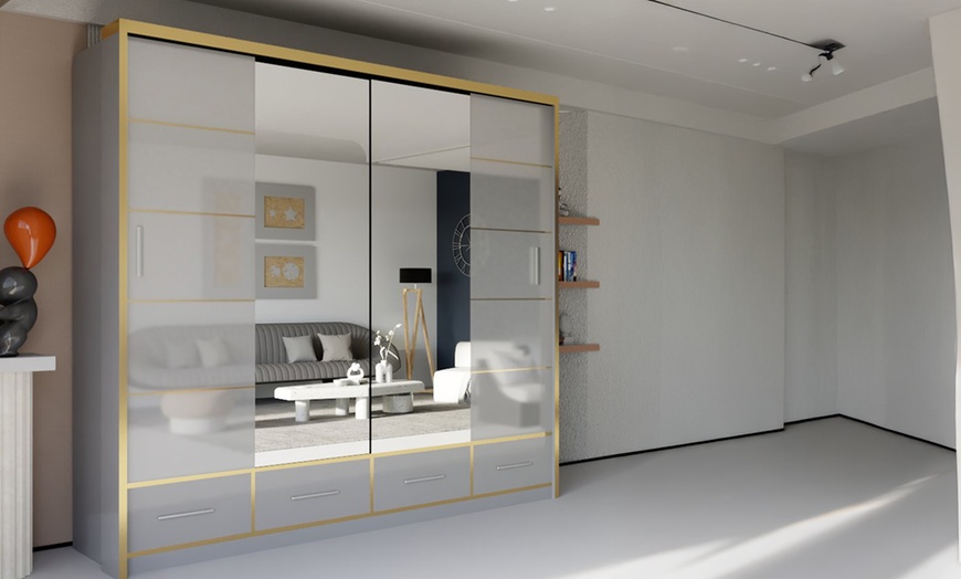 Image 6: Sweden Modern High Gloss Wardrobe with Drawers