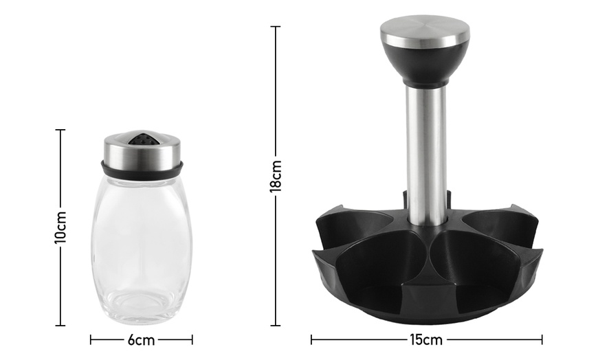 Image 6: 6er-Set Gewürzgläser mit Edelstahl-Deckel und drehbarem Ständer