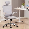 Image 1: HomCom High Back Mesh Computer Desk Chair with Lumbar Support