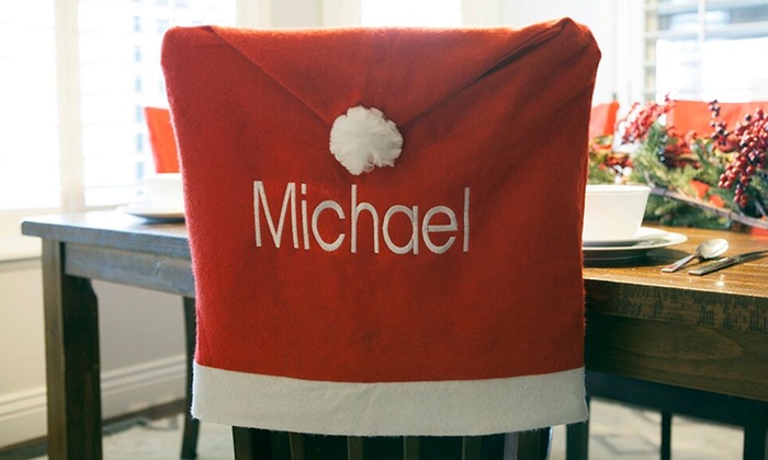 personalized santa hat chair cover