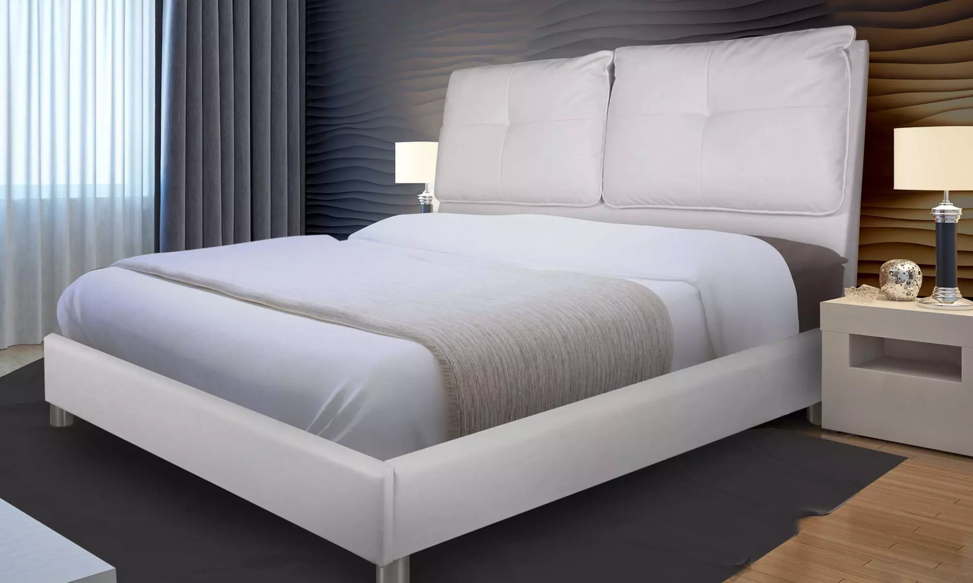 Tête de lit Pandora en simili cuir ou en suédine, livraison offerte - Primary Image