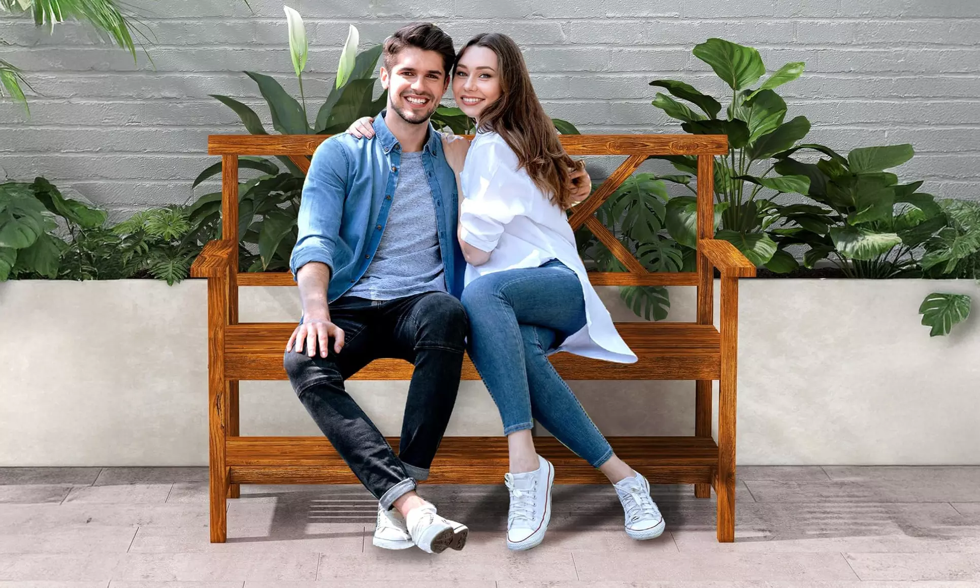 Outsunny Outdoor Bench, Picnic, Wooden or Aluminium