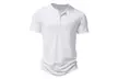 Men's Solid Colour Henley Collar Polo T-Shirt - Second Medium