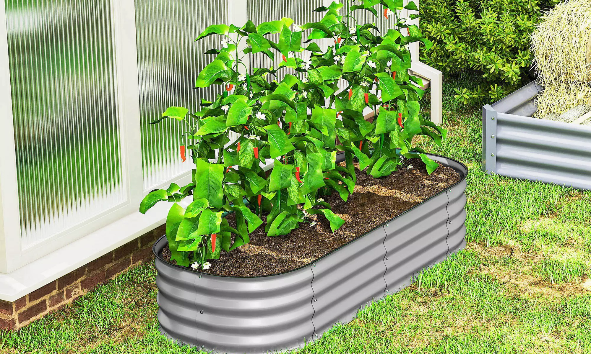 Outsunny Galvanised Steel Raised Garden Planter