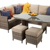 Image 5: Rattan-Effect Corner Dining Set with Cushions