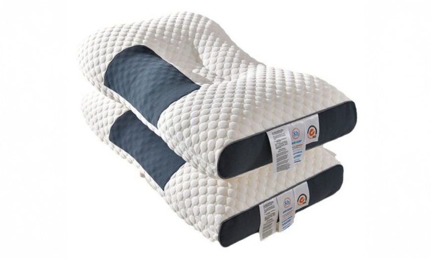 Image 2: One or Two Cotton Neck Pillows, Ergonomic Support for Sleep