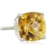 Image 2: Paris Jewelry White Gold Plated 6mm Cushion Created Citrine Stud Earrings