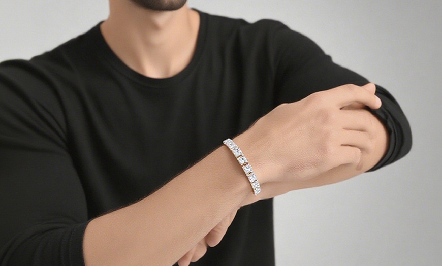 Image 4: Two-Piece Cubic Zircon Tennis Bracelet