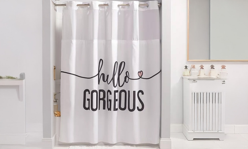 Image 15: Clearance Hookless Quick-Fit Shower Curtain
