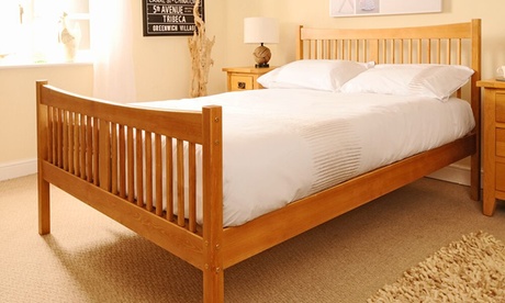 Groupon Unisex Caramel Wooden Shaker Bed Frame With Optional Mattress : 3Ft Shaker Bed /Frame And Mattress