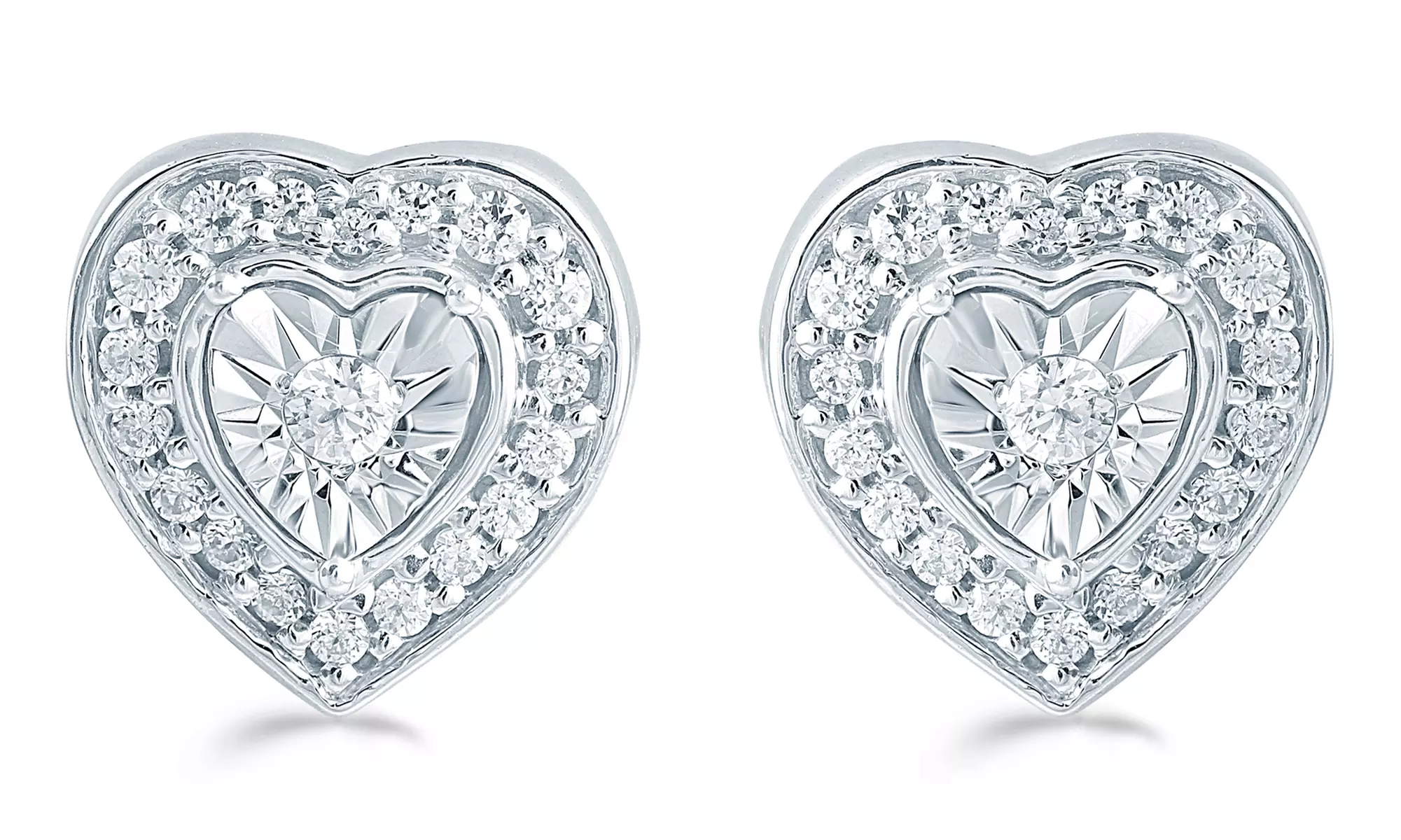 1/4Ct TW Diamond Heart Cluster Studs in Sterling Silver by Fifth and Fine