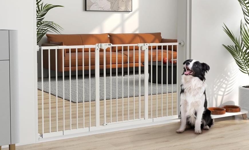 Image 9: PawHut Adjustable Pet Safety Gates for Secure Doorway & Stair Barriers