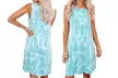 Women's Sleeveless Casual Loose Swing T-Shirt Dress Tie Dye Tunic Summer Dress - Second Medium