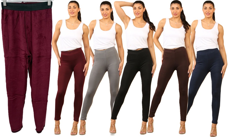 Image 1: Thick Fur Lined Leggings in Regular and Plus Sizes