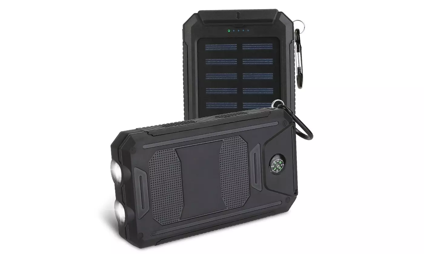 iMounTEK 10,000mAh Solar Power Bank Battery Pack with 2 USB Ports and LED Lights