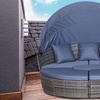 Image 2: Outsunny Round Rattan Sofa Bed with Retractable Canopy