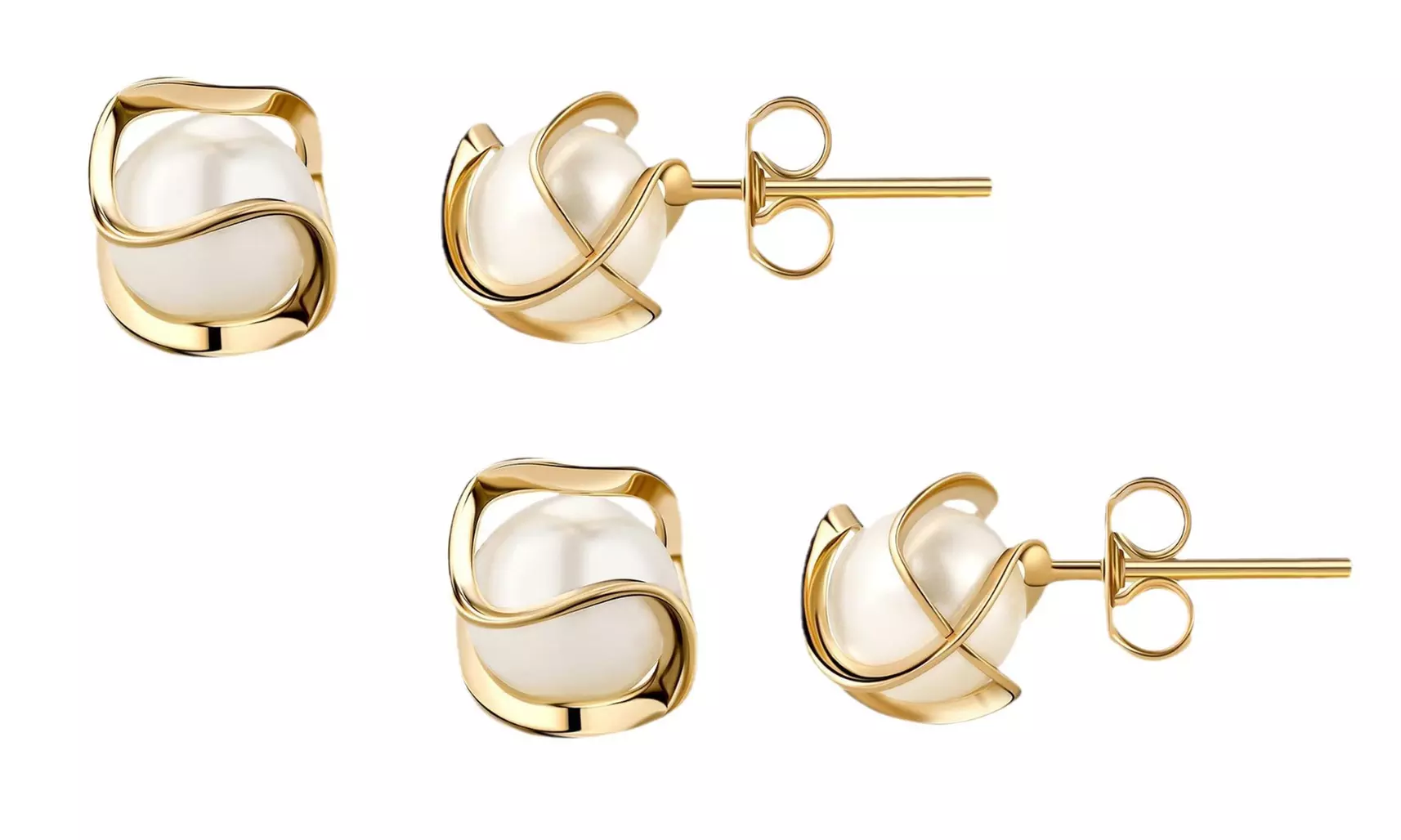 1x oder 2x Paar Süßwasser-Zuchtperlen-Ohrstecker