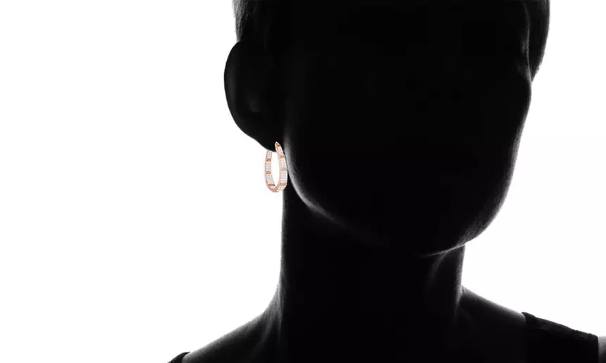 Hoop Earrings and Stud Set With Crystals From Swarovski - Second Medium