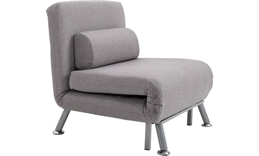 Image 10: HomCom Convertible Single Sleeper Chair Sofa Bed