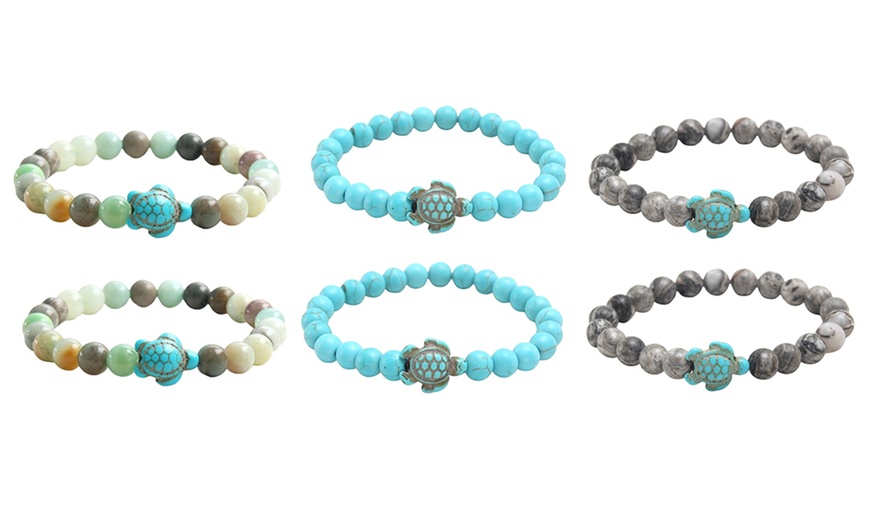 Image 1: Two-Piece Turquoise Turtle Bracelets