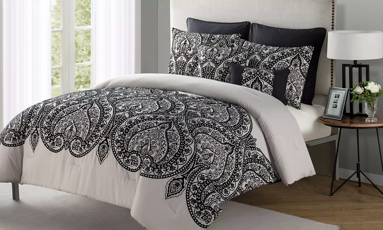 Flocked Paisley Comforter Sets (7-Piece) - Primary Image
